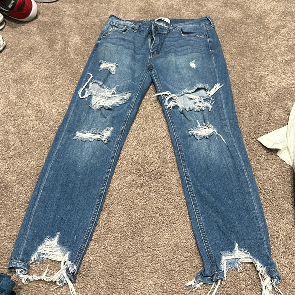 JBD relaxed fit jeans with rips and raw hem